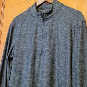 Kyodan Quarter Zip Athletic Pullover Size L Charcoal Grey — Thumbholes, Side Zip